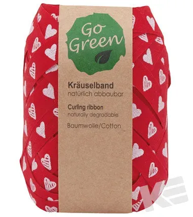Kurt Eulzer 02-0581 cadeaulint rood met harten 10 mm x 12 m katoen
