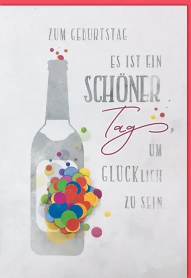 Kurt Eulzer 51-5040 verjaardagskaart per stuk fles confetti