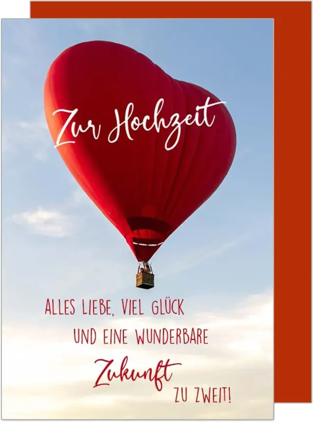 Edition Seidel Hartjesballon huwelijkskaart met envelop