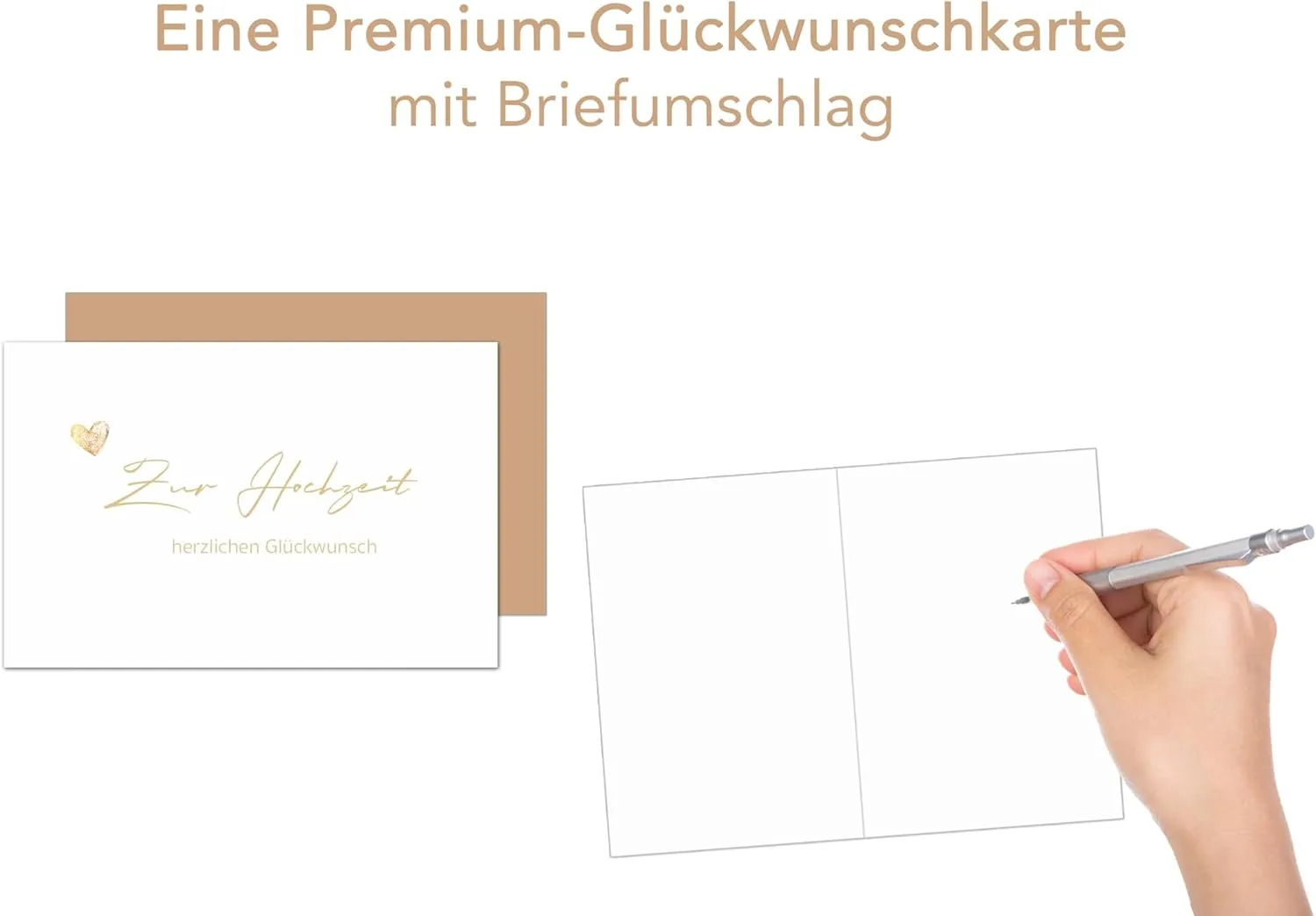 Edition Seidel Premium huwelijkskaart H484 SW024 goud met envelop