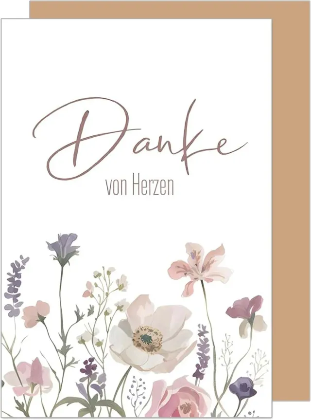 Edition Seidel Premium bedankkaart D152 SW025 met envelop bloemen