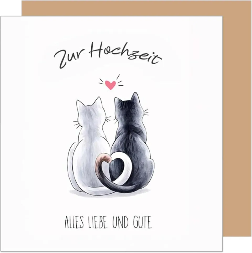 Edition Seidel HQ108 Just Married huwelijkskaart katten hart