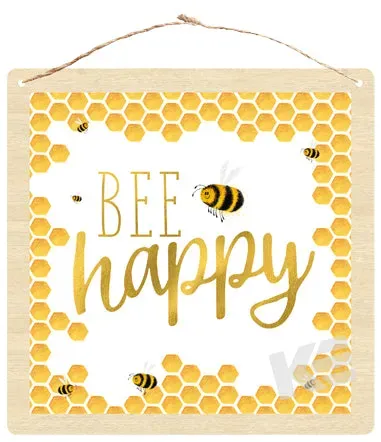 Kurt Eulzer 01-0583 decoratiebord Bee Happy hout 16 cm