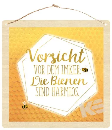 Kurt Eulzer 01-0584 decoratiebord Bee Happy hout 16 cm