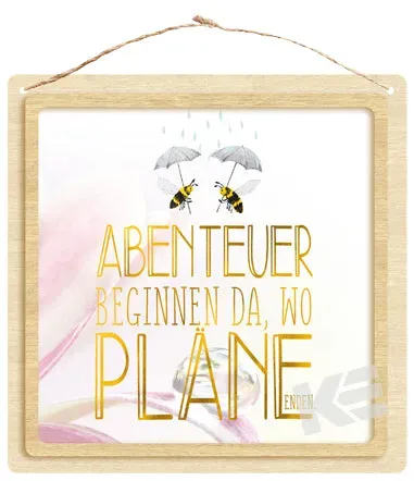 Kurt Eulzer 01-0581 deko schild Bee Happy hout 16x16