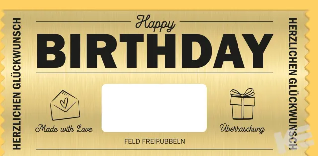Kurt Eulzer 41-1018 Golden Ticket verjaardagskaart 1 stuk goud