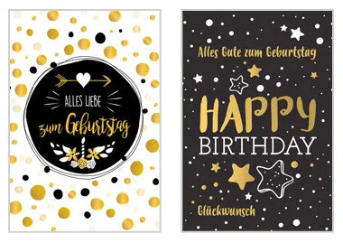 Edition Seidel Premium verjaardagskaarten set 6 goudopdruk