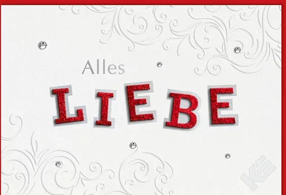 Kurt Eulzer Luxury Cards 41-1358 wenskaart Alles Liebe strass