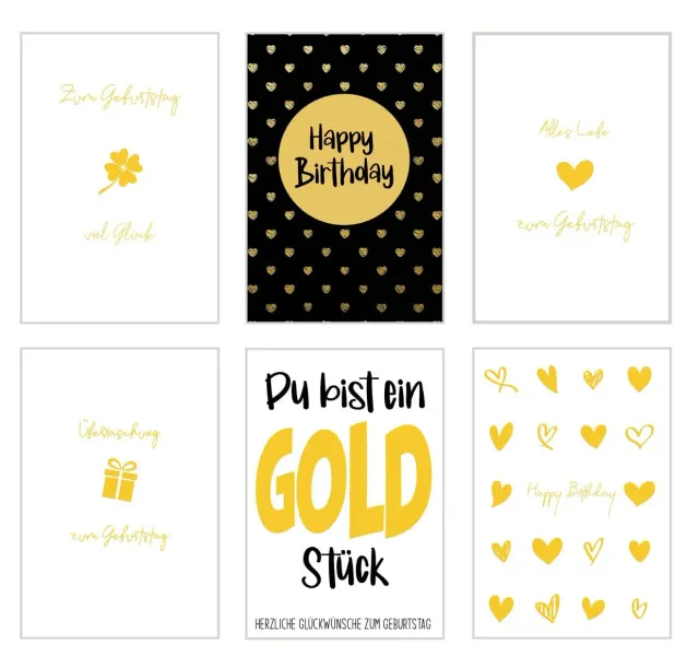Edition Seidel Premium 20092 verjaardagskaarten set 6 goud
