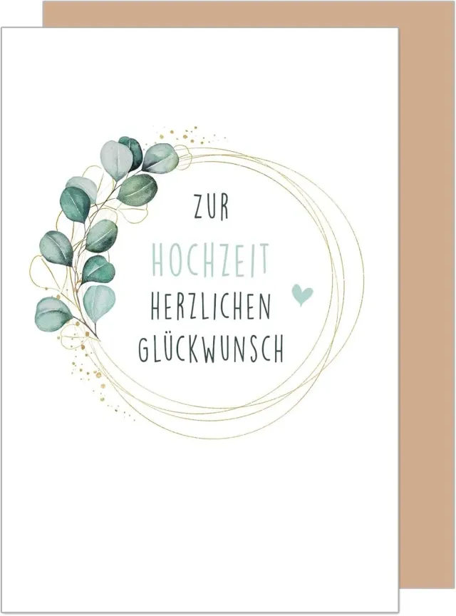 Edition Seidel Premium trouwkaart H476 eucalyptus kraft