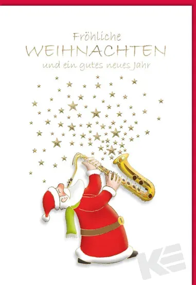 Kurt Eulzer 22-1018 kerstkaart kerstman sterren préging