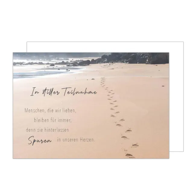 Edition Seidel T1164 SW024 condoleancekaart strand voetsporen liggend