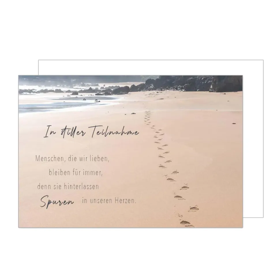 Edition Seidel T1164 SW024 condoleancekaart strand voetsporen liggend