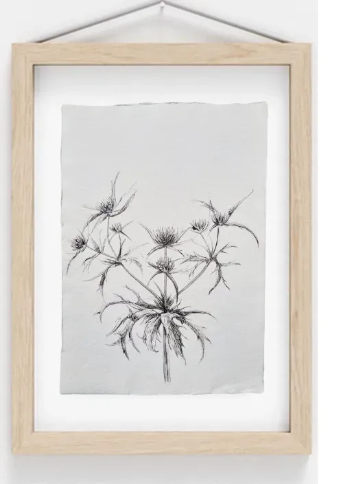 Blad & Beeld Distel khadi papier kaart handgeschept