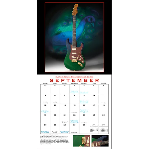 Fender Custom Shop Guitar 2027 wandkalender gitaren