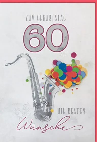 Kurt Eulzer Konfetti Olé 54-2860 verjaardagskaart saxofoon 1 stuk