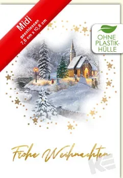 Kurt Eulzer 45-2213 kerstkaart huis met bomen