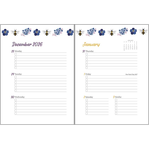 Sellers Publishing Garden Bee Weekly agenda 2027 softcover bijen