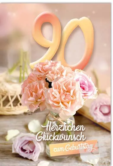 Kurt Eulzer 52-4690 verjaardagskaart 90 jaar rozen wisselbeeld