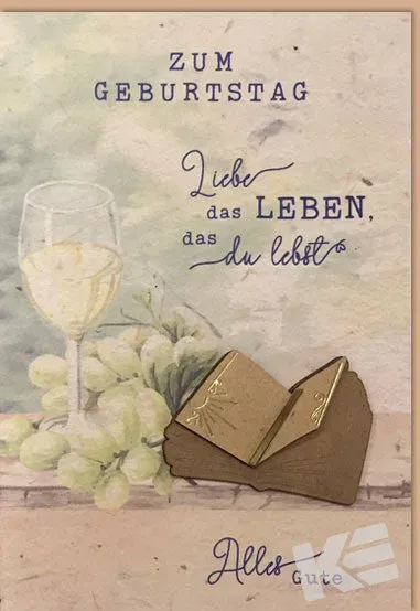 Kurt Eulzer 51-5044 verjaardagskaart wijn en boek