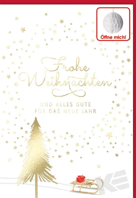 Kurt Eulzer 22-0033 kerstkaart slee honingraat per stuk