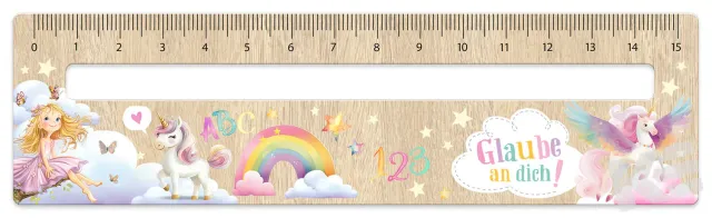 Kurt Eulzer 01-0393 liniaal hout eenhoorn 15 cm leeshulp