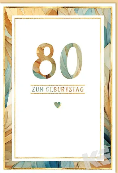 Kurt Eulzer 52-9980 wenskaart 80 jaar reliëf per stuk