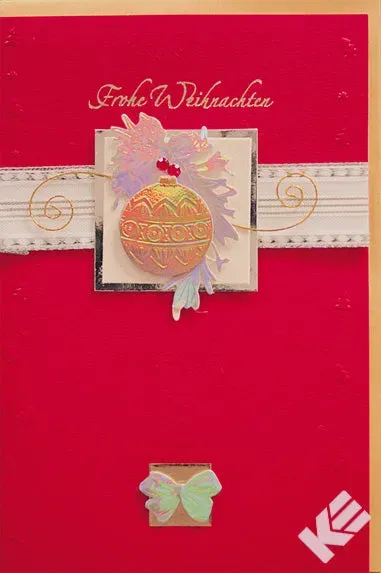 Kurt Eulzer 22-1629 kerstkaart rood met bal 3D-accessoire