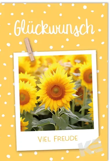 Kurt Eulzer 41-1284 wenskaart zonnebloemen met houten clip
