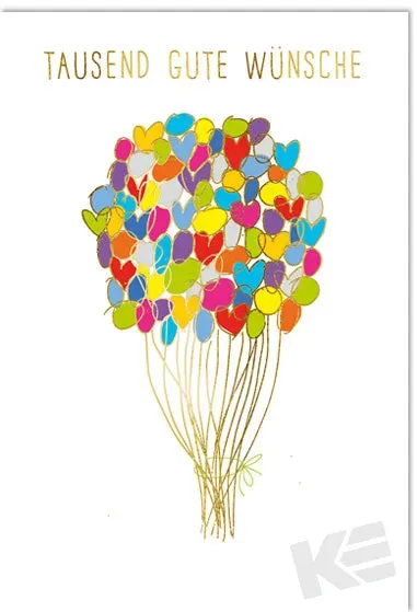 Kurt Eulzer 41-1245 wenskaart harten ballonnen kleur