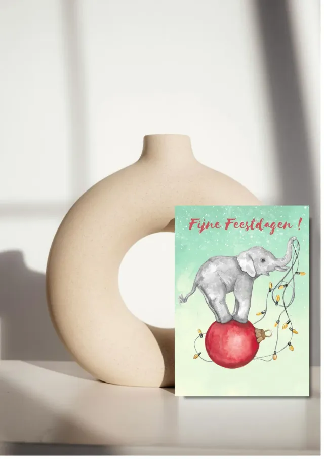 Blad & Beeld Fijne Feestdagen kerstkaart olifant A6