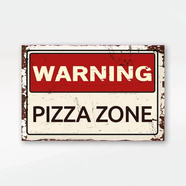 Gozi Pizza Zone metalen bord 30x20cm vintage
