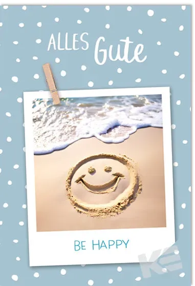 Kurt Eulzer 41-1381 wenskaart strand golven smiley clip