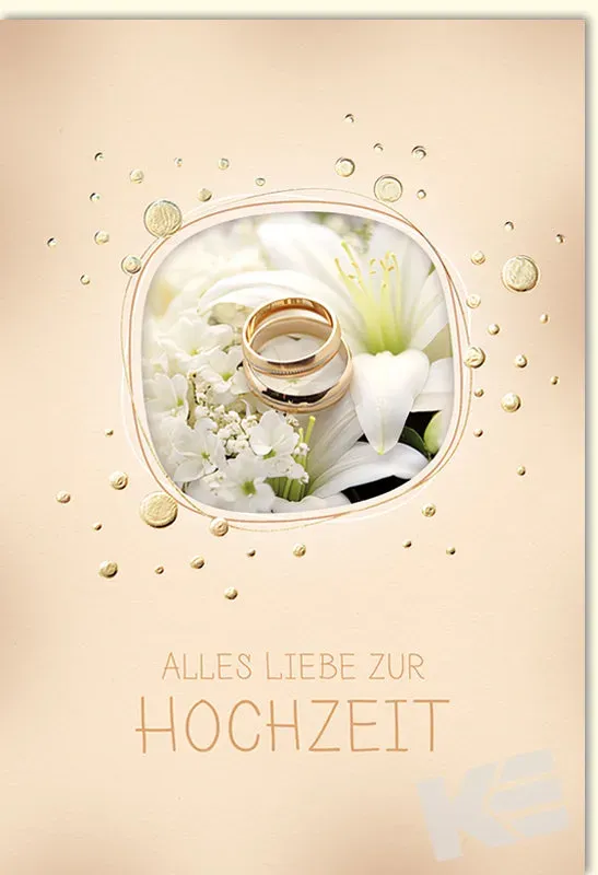 Kurt Eulzer 91-1071 trouwkaart witte bloemen gouden ringen