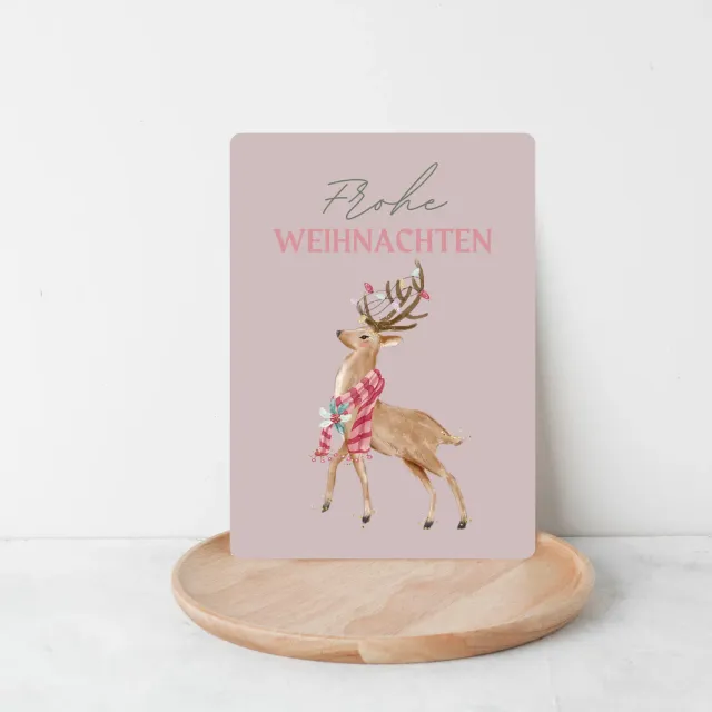 Lilly Braun Rentier 5038 kerstkaart A6 ronde hoeken
