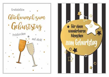 Edition Seidel Premium verjaardagskaarten set 6 goudopdruk