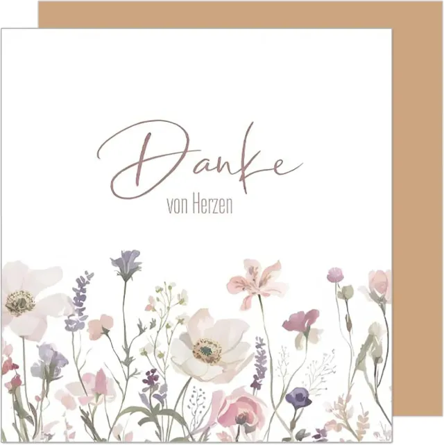Edition Seidel DQ107 SW025 bedankkaart bloemen vierkant met envelop
