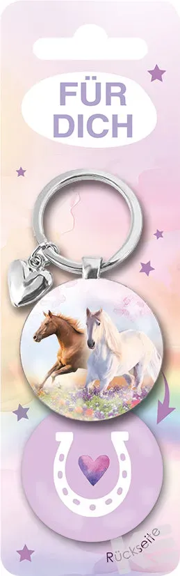 Kurt Eulzer 01-0855 sleutelhanger paarden 40 mm glas