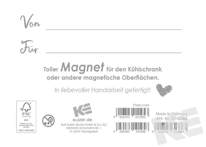 Kurt Eulzer 01-0386 magneet eenhoorn schoolstart