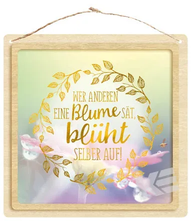 Kurt Eulzer 01-0579 decobord Bee Happy hout 16x16 cm