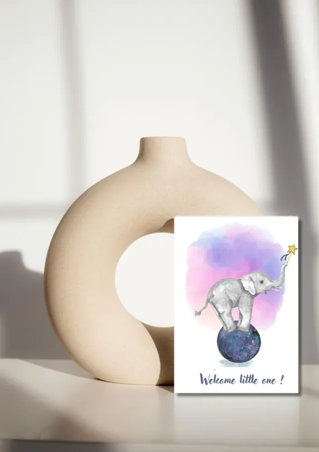 Blad & Beeld Geboorte olifant geboortekaartje