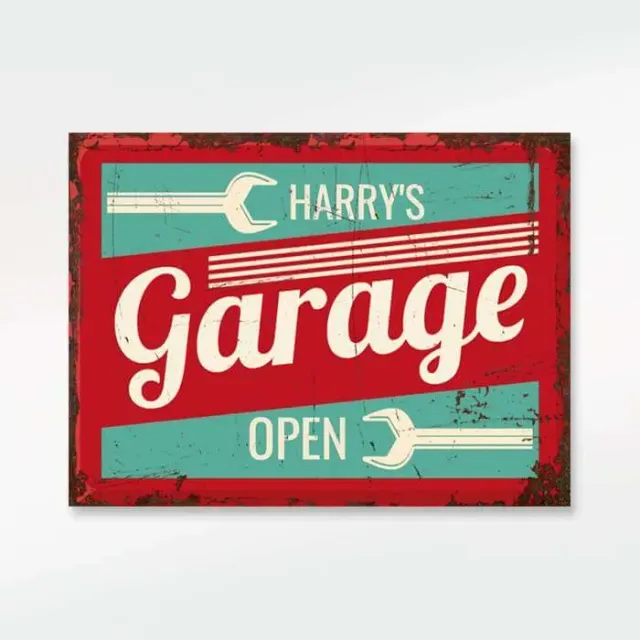Gozi Garage metalen bord 30x20cm persoonlijk