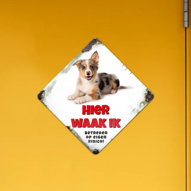 Gozi Hond metalen bord ruit 20x20cm met naam
