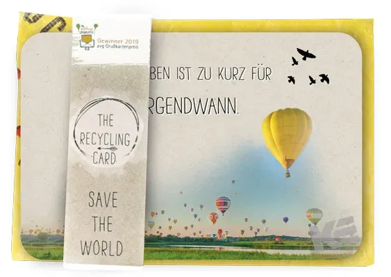 Kurt Eulzer 87-0022 wenskaart A5 ballon recycling met verzendtas