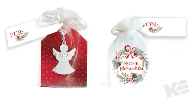 Kurt Eulzer 01-0047 organza zakje kerst wit met hanger