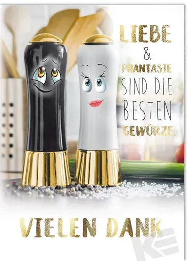 Kurt Eulzer 91-3709 bedankkaart peper zout 5 stuks met envelop