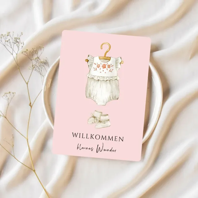 Lilly Braun Baby Rosa 5045 wenskaart geboorte