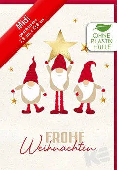 Kurt Eulzer 45-2258 kerstkaart kabouter reliëf per stuk