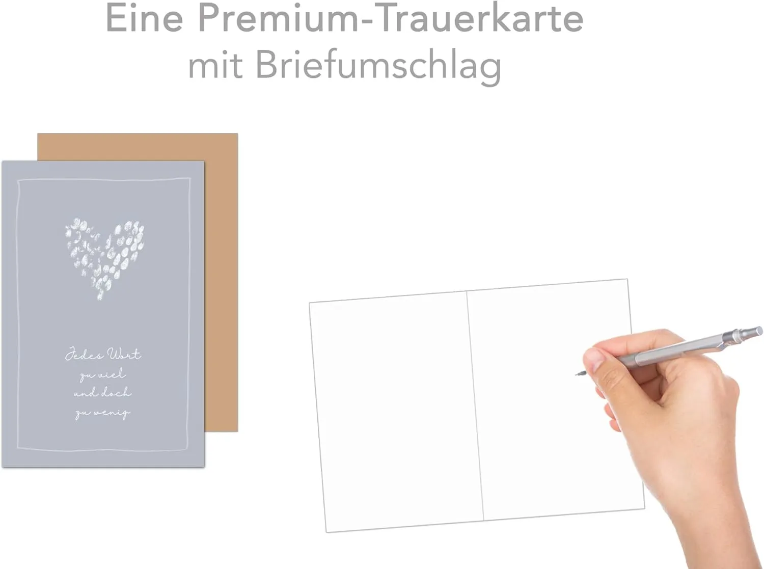 Edition Seidel T1132 SW024 rouwkaart hart met envelop