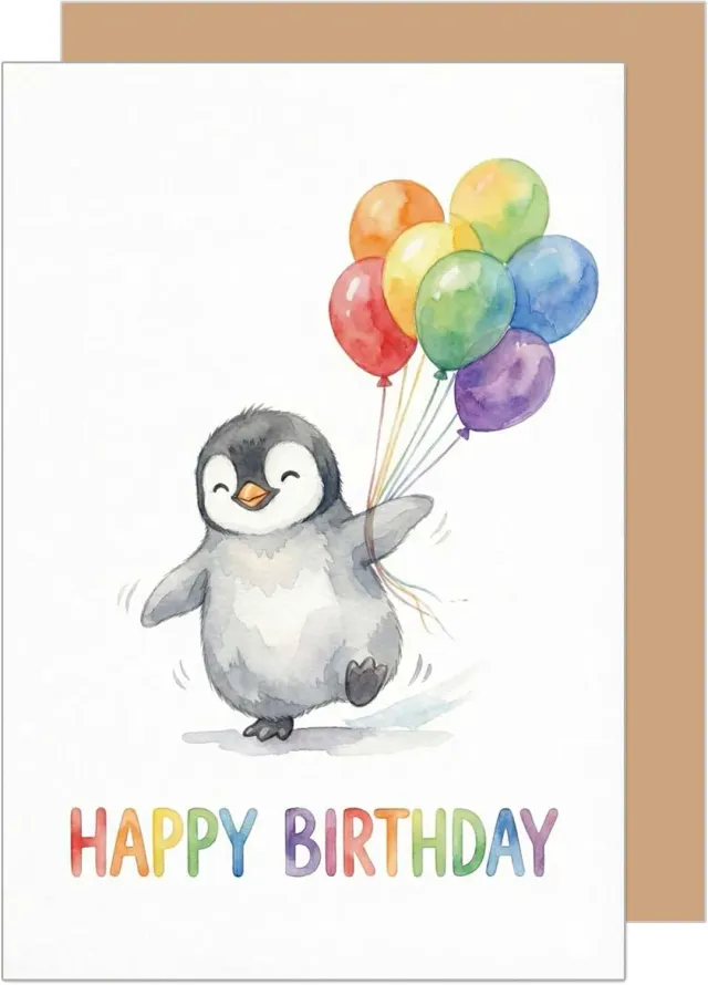Edition Seidel Premium G3915 verjaardagskaart pinguin met envelop